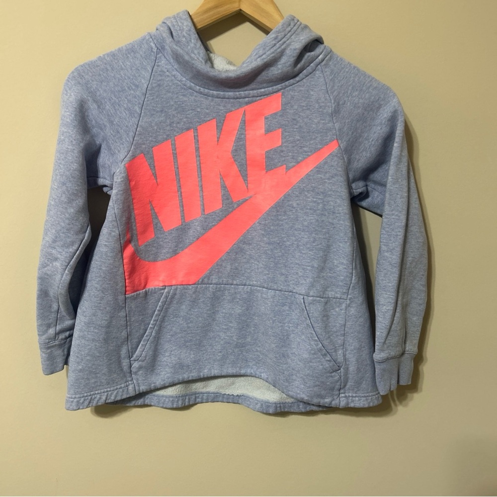 Nike Girls Logo Hoodie Sweatshirt Hi Low Hem Purple Blue Aj6775-477 Size Medium